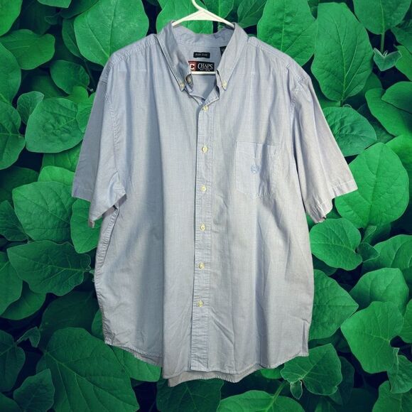 5 for $25🔥Chaps Easy Care Baby Blue Short Sleeve Button Front Shirt XL - Picture 1 of 5